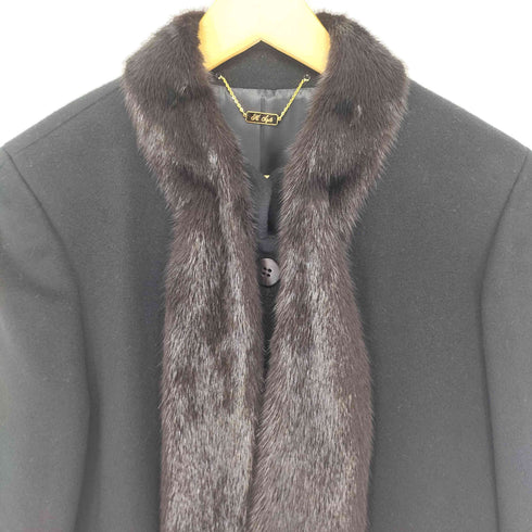 hi style ミンクファー付き カシミヤ混コート レディース