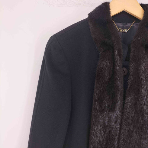 hi style ミンクファー付き カシミヤ混コート レディース