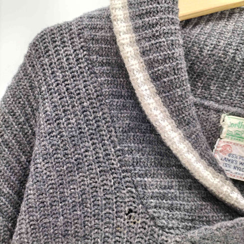 50S northwestern WOOLEN Co PURE NEW WOOL ウール ナイロン ショールカラー ライン ローゲージ ニット セーター メンズ