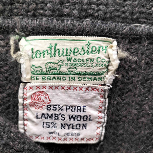50S northwestern WOOLEN Co PURE NEW WOOL ウール ナイロン ショールカラー ライン ローゲージ ニット セーター メンズ