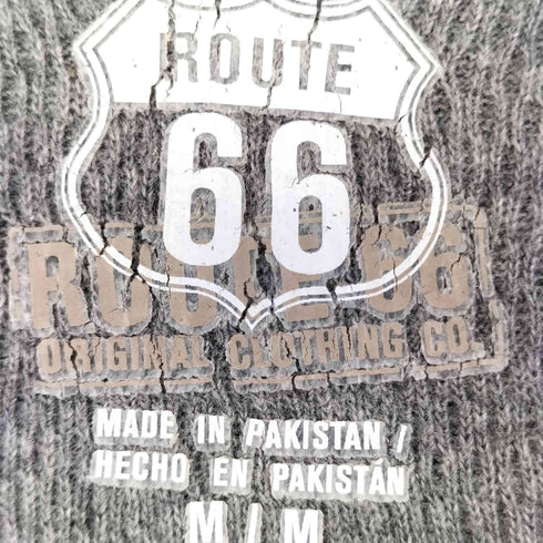 ROUTE 66 フロントスカルプリント L/S ワッフルTシャツ メンズ import:M