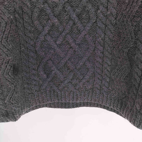 HAND KNITTED 後染め PURE NEW WOOL クルーネック アラン ニット フィッシャーマン ニット メンズ