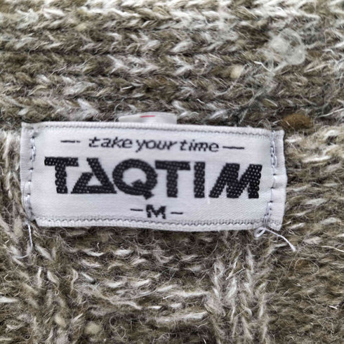 TAQTIM ウール ナイロン アクリル ミックスファブリック メランジ ケーブル ニット カーディガン メンズ JPN:M