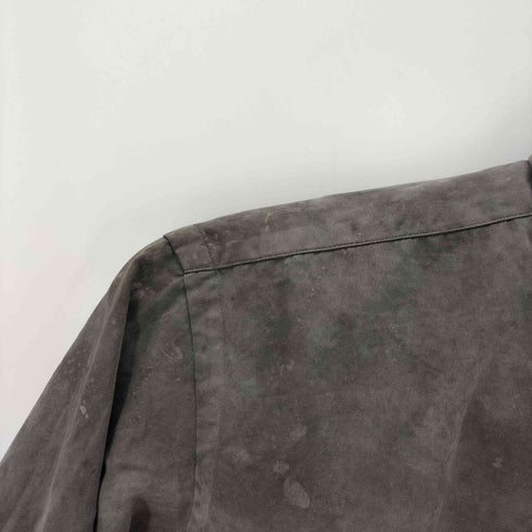 60S Kanebo SANFORIZED 泥染め オーバーダイ 非対称 フラップ ステッチ L/S シャツ マチ付き メンズ