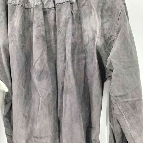 1900~30S French Antique リネン スモック プルオーバー グランパ シャツ スタンドカラー メンズ