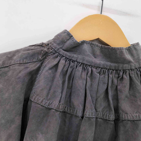 1900~30S French Antique リネン スモック プルオーバー グランパ シャツ スタンドカラー メンズ