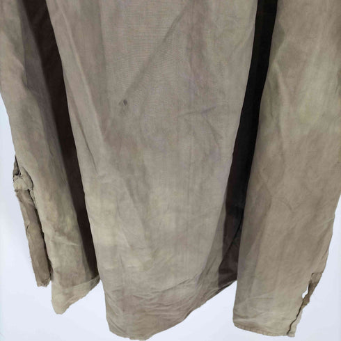 1900~20S French Antique リネン スモック プルオーバー グランパ シャツ 比翼ボタン メンズ
