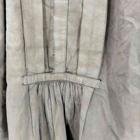 1900~20S French Antique リネン スモック プルオーバー グランパ シャツ 比翼ボタン メンズ