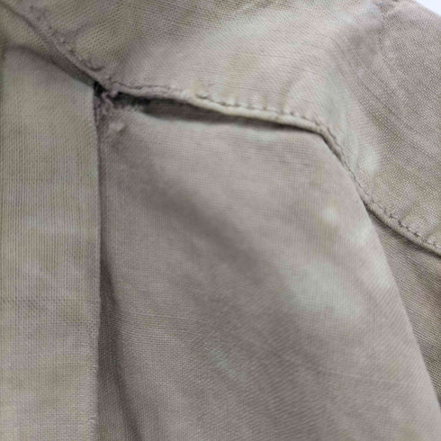 1900~20S French Antique リネン スモック プルオーバー グランパ シャツ 比翼ボタン メンズ