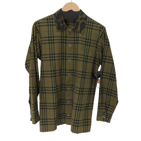 バーバリーロンドン BURBERRY LONDON 19AW 襟レオパード ノヴァチェック長袖シャツ メンズ JPN:S