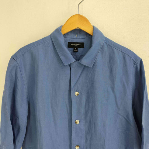 バナナリパブリック BANANA REPUBLIC レーヨン リネン 開襟 オープンカラー S/S シャツ メンズ import:M