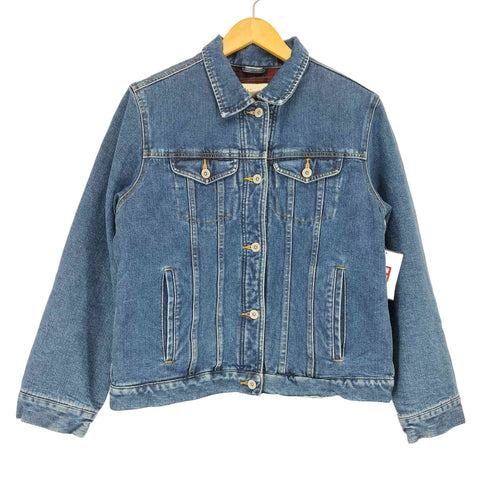 エディーバウアー Eddie Bauer 90S 裏地チェック柄 デニムジャケット メンズ import:M