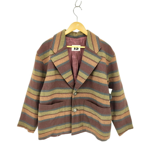 アイエスイッセイミヤケ I.S. ISSEY MIYAKE 90s ボーダーデザイン ウール 2B シングルテーラードジャケット メンズ M
