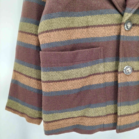 アイエスイッセイミヤケ I.S. ISSEY MIYAKE 90s ボーダーデザイン ウール 2B シングルテーラードジャケット メンズ M