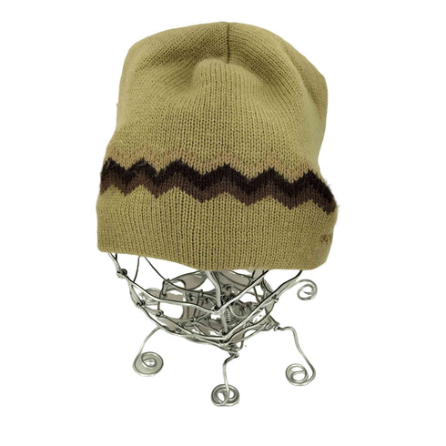 ダナキャランニューヨーク DKNY USA製 ラインデザイン アクリルニットキャップ ビーニー Y2K レディース