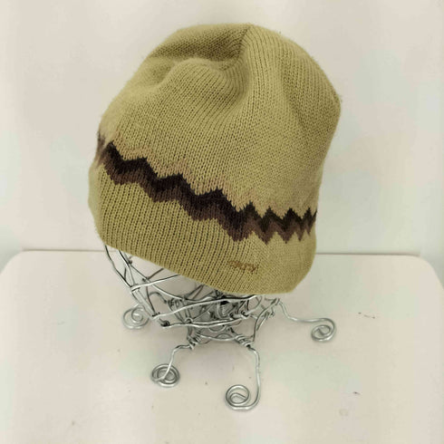ダナキャランニューヨーク DKNY USA製 ラインデザイン アクリルニットキャップ ビーニー Y2K レディース