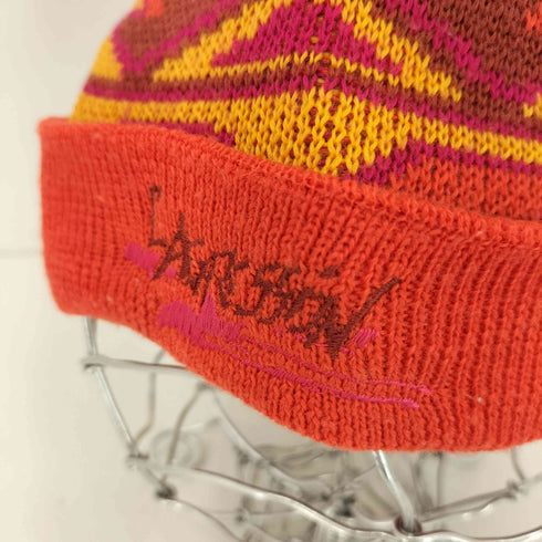 L'Agression 80-90s ジオメトリック ボンボン付き ニットキャップ ビーニー Y2K レディース