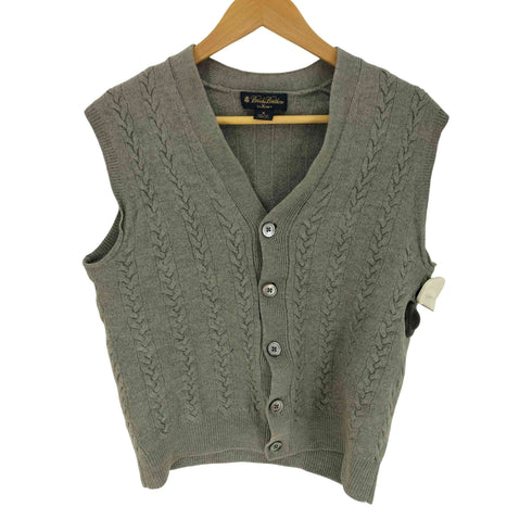 ブルックスブラザーズ BROOKS BROTHERS 香港製 saxxon wool ケーブル編み Vネックニットベスト メンズ JPN:M