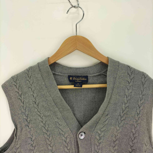 ブルックスブラザーズ BROOKS BROTHERS 香港製 saxxon wool ケーブル編み Vネックニットベスト メンズ JPN:M
