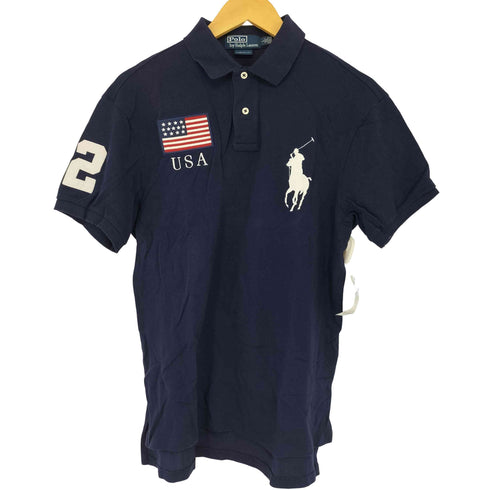 ポロバイラルフローレン Polo by RALPH LAUREN 星条旗 ビッグポニー刺繍 ナンバリング ポロシャツ メンズ JPN:L