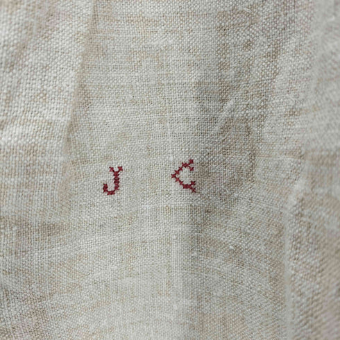 1900~1920S French Antique リネン スモック シャンブルス ドレス ワンピース チュニック J C イニシャル 刺繍 生成り 羊飼い レディース