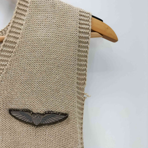 ダブルアールエルラルフローレン RRL RALPH LAUREN 00S フライ ロゴ ワッペン ミドルゲージ コットン ニット ベスト メンズ import:S