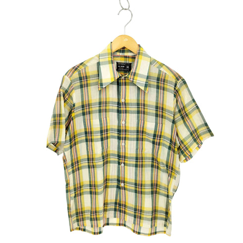 ジェーシーペニー JC Penney 70-80s 台湾製 襟芯 マドラスチェック オープンカラー 半袖シャツ メンズ M