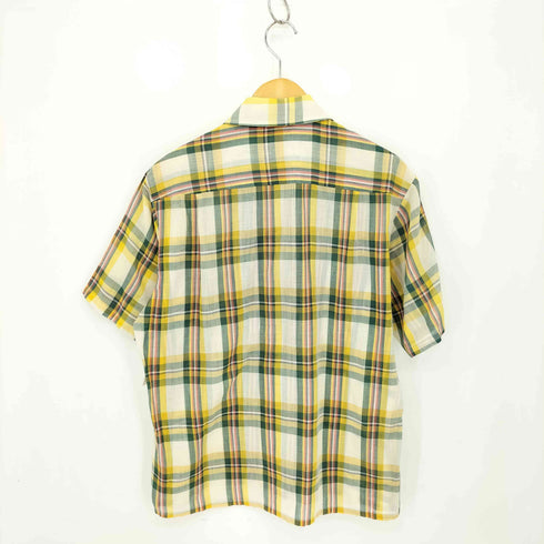 ジェーシーペニー JC Penney 70-80s 台湾製 襟芯 マドラスチェック オープンカラー 半袖シャツ メンズ M