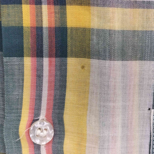 ジェーシーペニー JC Penney 70-80s 台湾製 襟芯 マドラスチェック オープンカラー 半袖シャツ メンズ M