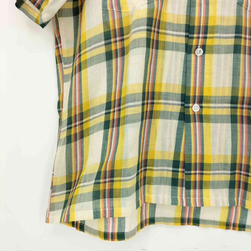ジェーシーペニー JC Penney 70-80s 台湾製 襟芯 マドラスチェック オープンカラー 半袖シャツ メンズ M