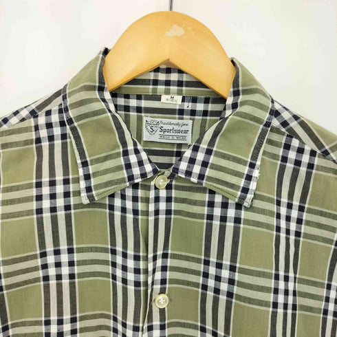 60s Sportswear 襟芯 チェック柄 オープンカラー半袖シャツ メンズ M