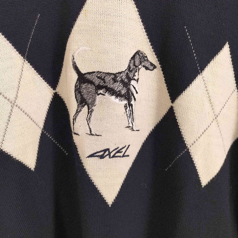 AXEL フロント犬刺繍 クルーネックニット メンズ import:L