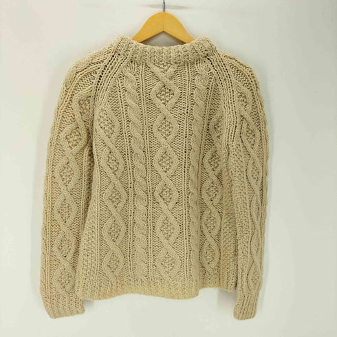 サックスフィフスアベニュー SAKS FIFTH AVENUE 70S イタリア製 VIRGIN WOOL バージン ウール モックネック フィッシャーマン ニット アラン ニット メンズ 18