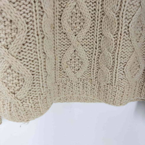 サックスフィフスアベニュー SAKS FIFTH AVENUE 70S イタリア製 VIRGIN WOOL バージン ウール モックネック フィッシャーマン ニット アラン ニット メンズ 18