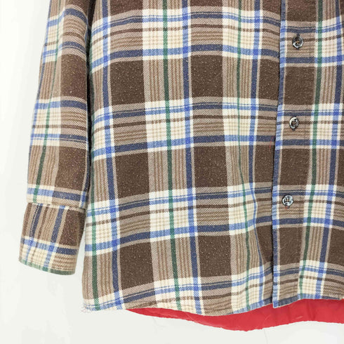 シアーズ Sears 70s 襟芯 裏地キルティング チェック柄 フランネルシャツ メンズ MEDIUM