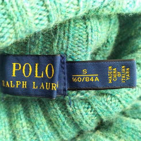 ポロラルフローレン POLO RALPH LAUREN エルボーパッチ タートルネック ケーブルニット レディース import:S