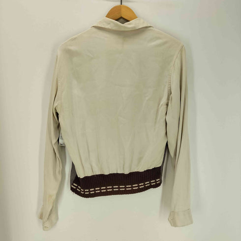 マルボロ Marlboro 50-60S Sportwear ハングトゥース 千鳥格子柄 切替 裾ニット 開襟 オープンカラー シャツ メンズ 14-14 1/2