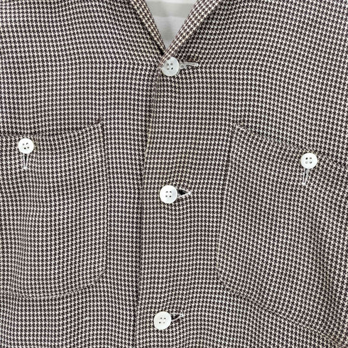 マルボロ Marlboro 50-60S Sportwear ハングトゥース 千鳥格子柄 切替 裾ニット 開襟 オープンカラー シャツ メンズ 14-14 1/2