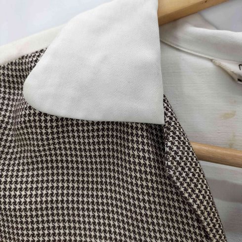 マルボロ Marlboro 50-60S Sportwear ハングトゥース 千鳥格子柄 切替 裾ニット 開襟 オープンカラー シャツ メンズ 14-14 1/2