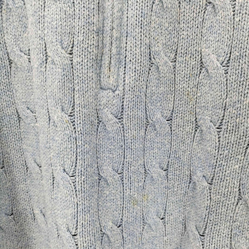 ポロバイラルフローレン Polo by RALPH LAUREN 00S ポニー刺繍 ハーフジップ ケーブル編み ハイネック タッサー シルク ニット セーター ビックサイズ メンズ XXL
