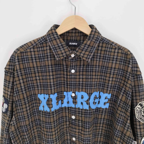 エクストララージ XLARGE 24AW PATCHED FLANNEL SHIRT パッチ フランネル シャツ メンズ JPN:L