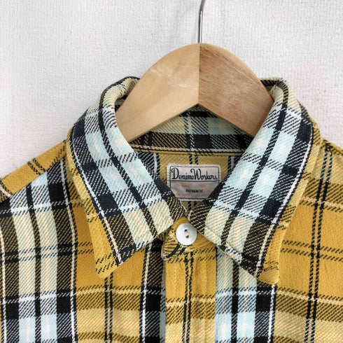 ドゥニーム Denime マチ付き チェック コットンネルシャツ メンズ