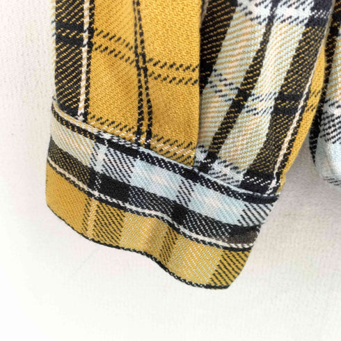 ドゥニーム Denime マチ付き チェック コットンネルシャツ メンズ