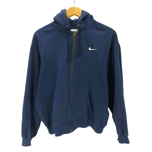 ナイキ NIKE 90-00s 白タグ ロゴ刺繍 ジップ フーディー パーカー 短丈 レディース import:XL