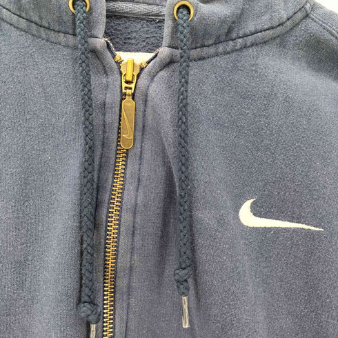 ナイキ NIKE 90-00s 白タグ ロゴ刺繍 ジップ フーディー パーカー 短丈 レディース import:XL