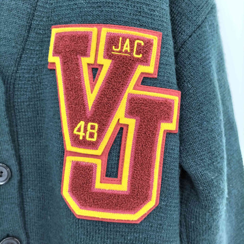 アンスクリア INSCRIRE VAN LETTERD CARDIGAN ワッペン レタード Vネック ニットカーディガン メンズ import:S