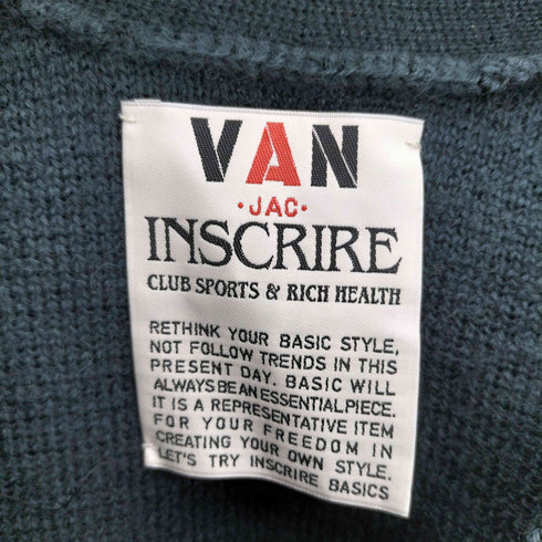 アンスクリア INSCRIRE VAN LETTERD CARDIGAN ワッペン レタード Vネック ニットカーディガン メンズ import:S