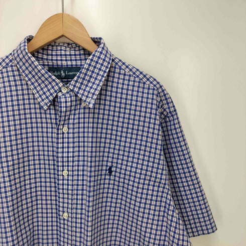 ラルフローレン RALPH LAUREN CLASSIC FIT ポニー刺繍 チェック柄 ボタンダウン 半袖シャツ メンズ JPN:XL