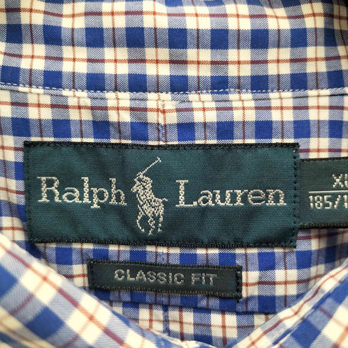 ラルフローレン RALPH LAUREN CLASSIC FIT ポニー刺繍 チェック柄 ボタンダウン 半袖シャツ メンズ JPN:XL