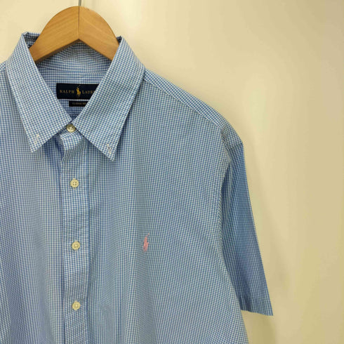 ラルフローレン RALPH LAUREN CLASSIC FIT ポニー刺繍 チェック柄 ボタンダウン 半袖シャツ メンズ JPN:XL